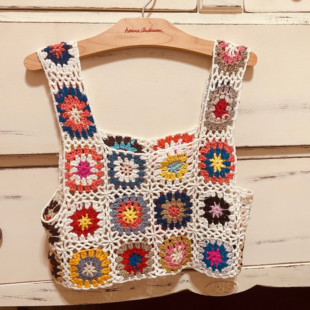 Sale! Colorful Crochet Crop Top - Picture 2 of 4
